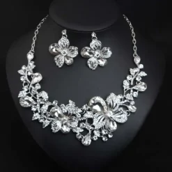 Fall Wedding Bridal Jewelry Sets Two-piece Suit Cubic Zirconia Rhinestone Alloy 1 Necklace Earrings Women's Statement European Classic Flower Shape irregular Jewelry Set For Party Wedding
