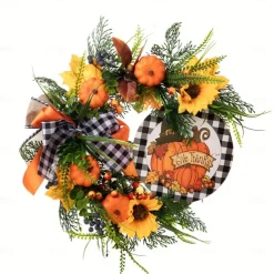 Fall Wreath Thanksgiving Wreath for Front Door Simple Fall Sign for Halloween Thanksgiving Outdoor Decor Hanging Ornaments
