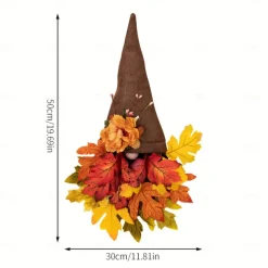 Fall Wreath Wreath Hat Faux Maple Wood Beads For Front Door Christmas Decoration