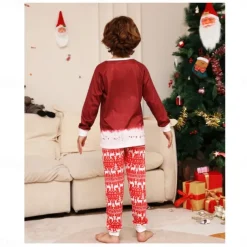 Family Christmas Pajamas Cotton Graphic Cute Christmas Pajamas School Print Red Long Sleeve Mommy And Me Outfits Active Matching Outfits Home Outfits