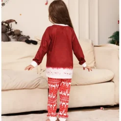 Family Christmas Pajamas Cotton Graphic Cute Christmas Pajamas School Print Red Long Sleeve Mommy And Me Outfits Active Matching Outfits Home Outfits