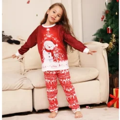 Family Christmas Pajamas Cotton Graphic Cute Christmas Pajamas School Print Red Long Sleeve Mommy And Me Outfits Active Matching Outfits Home Outfits