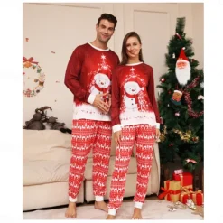 Family Christmas Pajamas Cotton Graphic Cute Christmas Pajamas School Print Red Long Sleeve Mommy And Me Outfits Active Matching Outfits Home Outfits