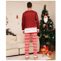 Family Christmas Pajamas Cotton Graphic Cute Christmas Pajamas School Print Red Long Sleeve Mommy And Me Outfits Active Matching Outfits Home Outfits
