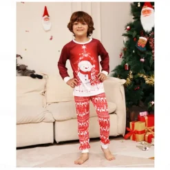 Family Christmas Pajamas Cotton Graphic Cute Christmas Pajamas School Print Red Long Sleeve Mommy And Me Outfits Active Matching Outfits Home Outfits
