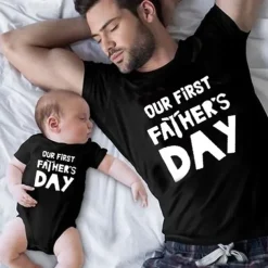 Family Tops Cotton Letter Casual Silver Multicolor Black Sleeveless Mommy And Me Outfits Adorable Matching Outfits