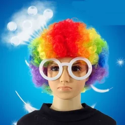 Fans Wig Color Cosplay Wig Burlesque Clown It Yaki Afro Curly Bob Wig Medium Length Beige Synthetic Hair Kid's Cosplay Creative Funny Red Carnival Festival Halloween Wigs