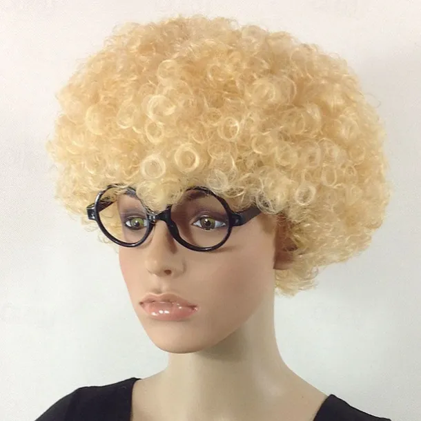 Fans Wig Color Cosplay Wig Burlesque Clown It Yaki Afro Curly Bob Wig Medium Length Beige Synthetic Hair Kid's Cosplay Creative Funny Red Carnival Festival Halloween Wigs
