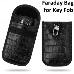 Faraday Bag for Key Fob(2 Pack) Faraday Cage Protector Car RFID Signal Blocking Key Fob Protector Double-Layers of Shielding Carbon Fiber Material Anti-Theft Faraday Pouch