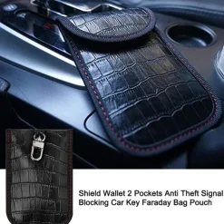 Faraday Bag for Key Fob(2 Pack) Faraday Cage Protector Car RFID Signal Blocking Key Fob Protector Double-Layers of Shielding Carbon Fiber Material Anti-Theft Faraday Pouch