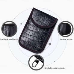 Faraday Bag for Key Fob(2 Pack) Faraday Cage Protector Car RFID Signal Blocking Key Fob Protector Double-Layers of Shielding Carbon Fiber Material Anti-Theft Faraday Pouch