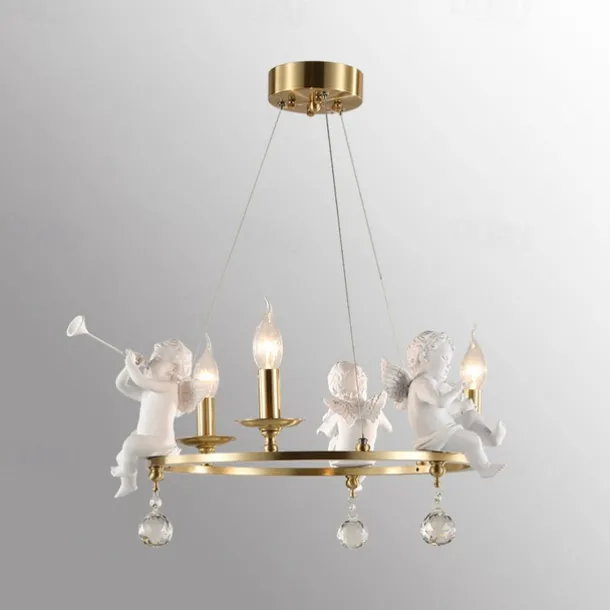 Farmhouse Candle Chandelier Angel 3/6-Light 55/70cm for Living Room, Rustic Industrial Pendant Ceiling Light fixture, Vintage Ceiling Hanging Lamp for Bedroom Hallway Kitchen Dining Room Foyer 110-240V