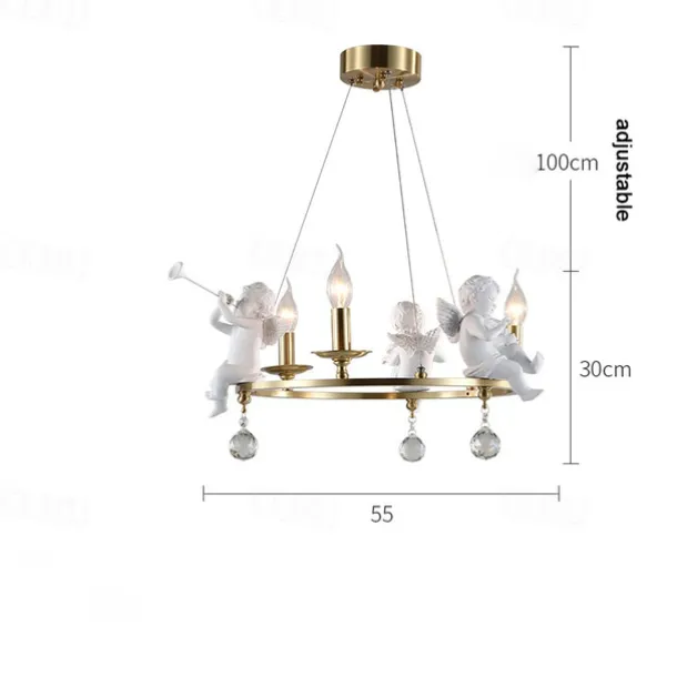 Farmhouse Candle Chandelier Angel 3/6-Light 55/70cm for Living Room, Rustic Industrial Pendant Ceiling Light fixture, Vintage Ceiling Hanging Lamp for Bedroom Hallway Kitchen Dining Room Foyer 110-240V