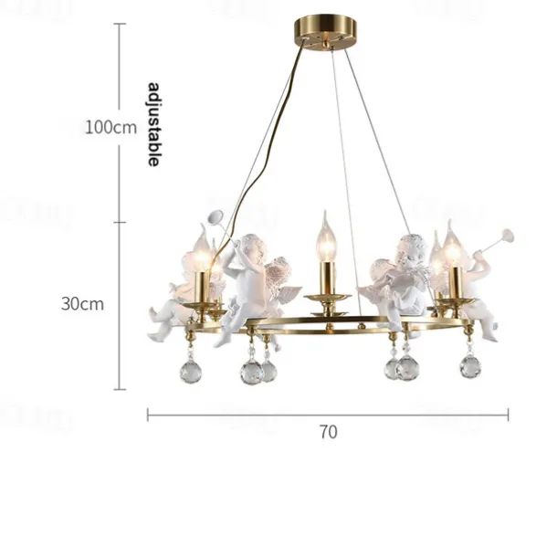 Farmhouse Candle Chandelier Angel 3/6-Light 55/70cm for Living Room, Rustic Industrial Pendant Ceiling Light fixture, Vintage Ceiling Hanging Lamp for Bedroom Hallway Kitchen Dining Room Foyer 110-240V