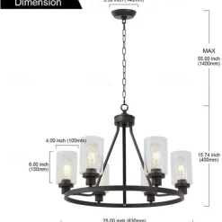 Farmhouse Chandelier 6 Light 25
