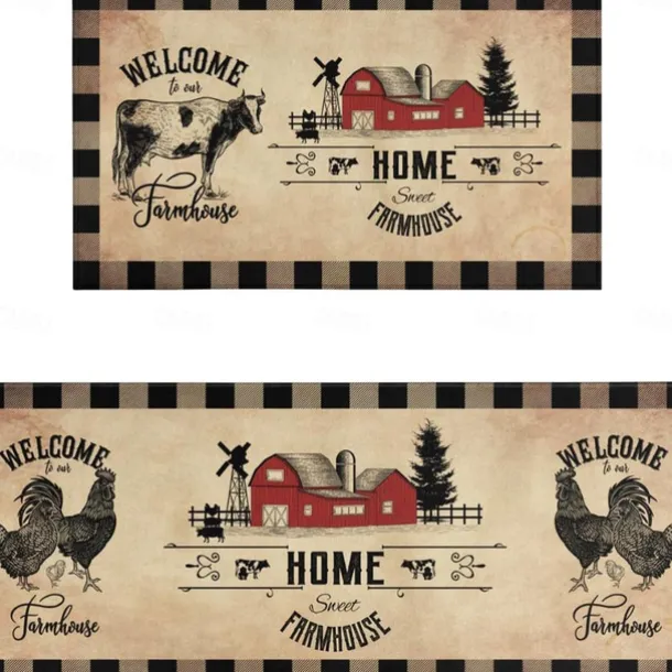 Farmhouse Chicken Area Rug Kitchen Mat Non-Slip Oil Proof Floor Mat Livingroom Rug Indoor Outdoor Mat Bedroom Decor Bathroom Mat Entrance Rug Door Mat
