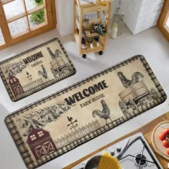 Farmhouse Chicken Area Rug Kitchen Mat Non-Slip Oil Proof Floor Mat Livingroom Rug Indoor Outdoor Mat Bedroom Decor Bathroom Mat Entrance Rug Door Mat