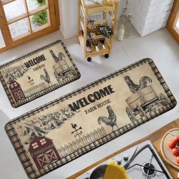 Farmhouse Chicken Area Rug Kitchen Mat Non-Slip Oil Proof Floor Mat Livingroom Rug Indoor Outdoor Mat Bedroom Decor Bathroom Mat Entrance Rug Door Mat
