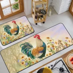Farmhouse Chicken Area Rug Kitchen Mat Non-Slip Oil Proof Floor Mat Livingroom Rug Indoor Outdoor Mat Bedroom Decor Bathroom Mat Entrance Rug Door Mat