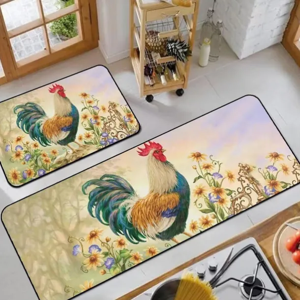Farmhouse Chicken Area Rug Kitchen Mat Non-Slip Oil Proof Floor Mat Livingroom Rug Indoor Outdoor Mat Bedroom Decor Bathroom Mat Entrance Rug Door Mat