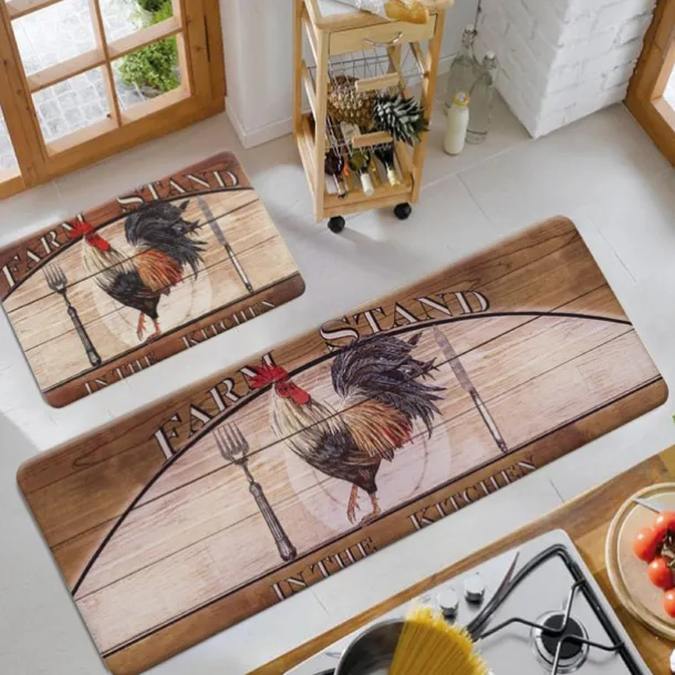 Farmhouse Chicken Area Rug Kitchen Mat Non-Slip Oil Proof Floor Mat Livingroom Rug Indoor Outdoor Mat Bedroom Decor Bathroom Mat Entrance Rug Door Mat