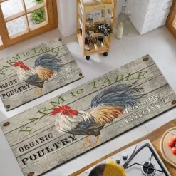 Farmhouse Chicken Area Rug Kitchen Mat Non-Slip Oil Proof Floor Mat Livingroom Rug Indoor Outdoor Mat Bedroom Decor Bathroom Mat Entrance Rug Door Mat