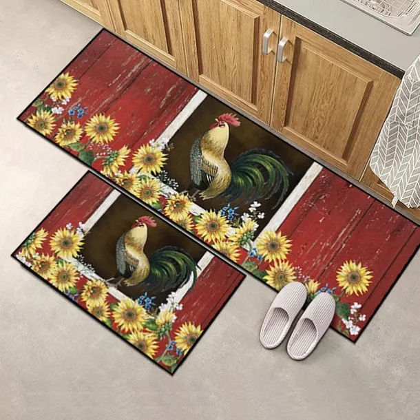 Farmhouse Chicken Area Rug Kitchen Mat Non-Slip Oil Proof Floor Mat Livingroom Rug Indoor Outdoor Mat Bedroom Decor Bathroom Mat Entrance Rug Door Mat