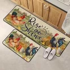 Farmhouse Chicken Area Rug Kitchen Mat Non-Slip Oil Proof Floor Mat Livingroom Rug Indoor Outdoor Mat Bedroom Decor Bathroom Mat Entrance Rug Door Mat
