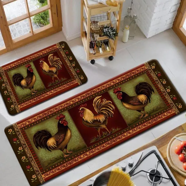 Farmhouse Chicken Area Rug Kitchen Mat Non-Slip Oil Proof Floor Mat Livingroom Rug Indoor Outdoor Mat Bedroom Decor Bathroom Mat Entrance Rug Door Mat