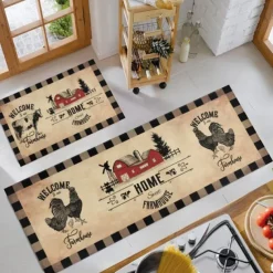 Farmhouse Chicken Area Rug Kitchen Mat Non-Slip Oil Proof Floor Mat Livingroom Rug Indoor Outdoor Mat Bedroom Decor Bathroom Mat Entrance Rug Door Mat