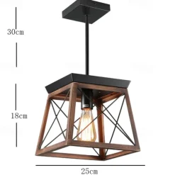 Farmhouse Pendant Light Fixtures Ceiling Hanging Pendant Lights for Kitchen Island, Dining Room Industrial Chandelier with Rustic Wooden Grain Finish