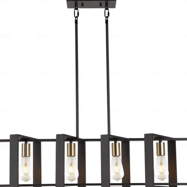 Farmhouse Small Pendant Light 1 Head 4 Head Fixture Kitchen Island Hanging Lamp with Cord Black Finish Wood Frame Chandelier for Hallway Entryway Closet Bedroom AC110V AC220V E27 Bulb