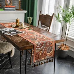 Farmhouse Table Runner Vintage Table Runner Cotton Linen Table Decorations for Dining Party Holiday