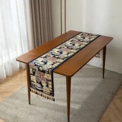 Farmhouse Table Runner Vintage Table Runner Cotton Linen Table Decorations for Dining Party Holiday