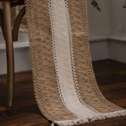 Farmhouse Table Runner Vintage Table Runner Cotton Linen Table Decorations for Dining Party Holiday