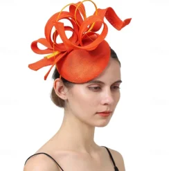 Fascinators Faux Linen Wedding Kentucky Cocktail Royal Astcot Fashion Vintage With Bowknot Headpiece Headwear dress to impress Race Day Dress