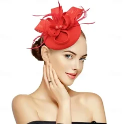 Fascinators for Women Tea Party Hat Handmade Headband Pillbox Derby Hat fFr Wedding Church Bridal Cocktail Feathers Hair Clip (Bean Green)