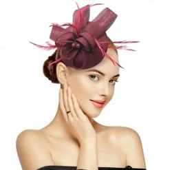 Fascinators for Women Tea Party Hat Handmade Headband Pillbox Derby Hat fFr Wedding Church Bridal Cocktail Feathers Hair Clip (Bean Green)