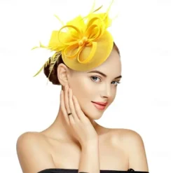 Fascinators for Women Tea Party Hat Handmade Headband Pillbox Derby Hat fFr Wedding Church Bridal Cocktail Feathers Hair Clip (Bean Green)