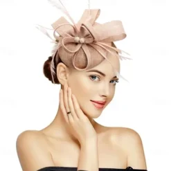 Fascinators for Women Tea Party Hat Handmade Headband Pillbox Derby Hat fFr Wedding Church Bridal Cocktail Feathers Hair Clip (Bean Green)