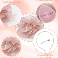 Fascinators Hat Flower Mesh Multi Color Feathers Ribbons on Headband and Clip Tea Party Headwear for Girls Women