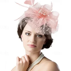Fascinators Hat for Women Tea Party Feather Headband Mardi Gras Cocktail Hat Weddings