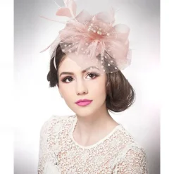 Fascinators Hat for Women Tea Party Feather Headband Mardi Gras Cocktail Hat Weddings