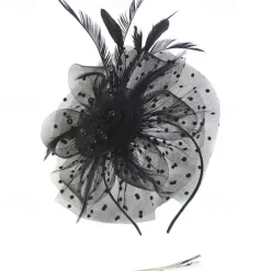 Fascinators Hat for Women Tea Party Feather Headband Mardi Gras Cocktail Hat Weddings