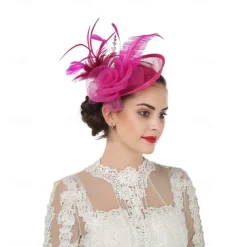 Fascinators Hat Tea Party Hat for Women Kentucky Derby Wedding Flower Cocktail Mesh Feathers Headpiece
