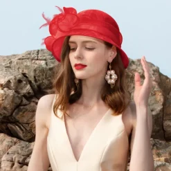 Fascinators Hats Flax Feather Bowler / Cloche Hat Sun Hat Top Hat Wedding Casual Kentucky Horse Race Ladies Day Romantic Wedding Princess With Headpiece Headwear dress to impress