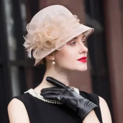 Fascinators Hats Flax Feather Bowler / Cloche Hat Sun Hat Top Hat Wedding Casual Kentucky Horse Race Ladies Day Romantic Wedding Princess With Headpiece Headwear dress to impress