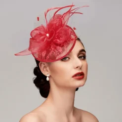 Fascinators Hats Headpiece Feathers Net Saucer Hat Wedding Horse Race Ladies Day Melbourne Cup Cocktail With Feather Cap Headpiece Headwear dress to impress Race Day Dress