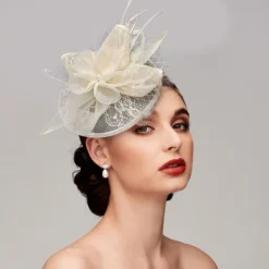 Fascinators Hats Headpiece Feathers Net Saucer Hat Wedding Horse Race Ladies Day Melbourne Cup Cocktail With Feather Cap Headpiece Headwear dress to impress Race Day Dress