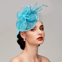 Fascinators Hats Headpiece Feathers Net Saucer Hat Wedding Horse Race Ladies Day Melbourne Cup Cocktail With Feather Cap Headpiece Headwear dress to impress Race Day Dress